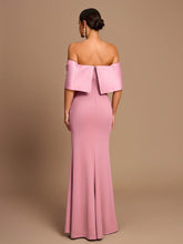 Elegant And Romantic Pink One-Shoulder Large Bow Sleeves Slim Fishtail High Slit Suitable For Date Wedding Event Bridesmaid Dress